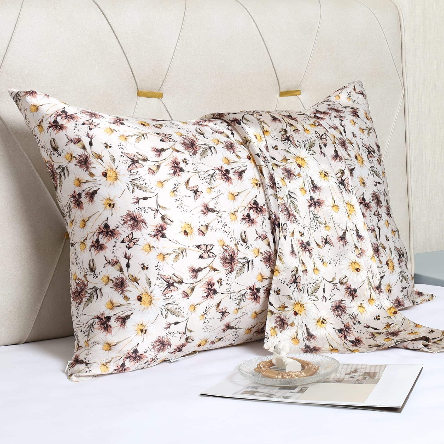 Funda de Almohada de Seda de Morera Estampada Vintage - Imagen 5