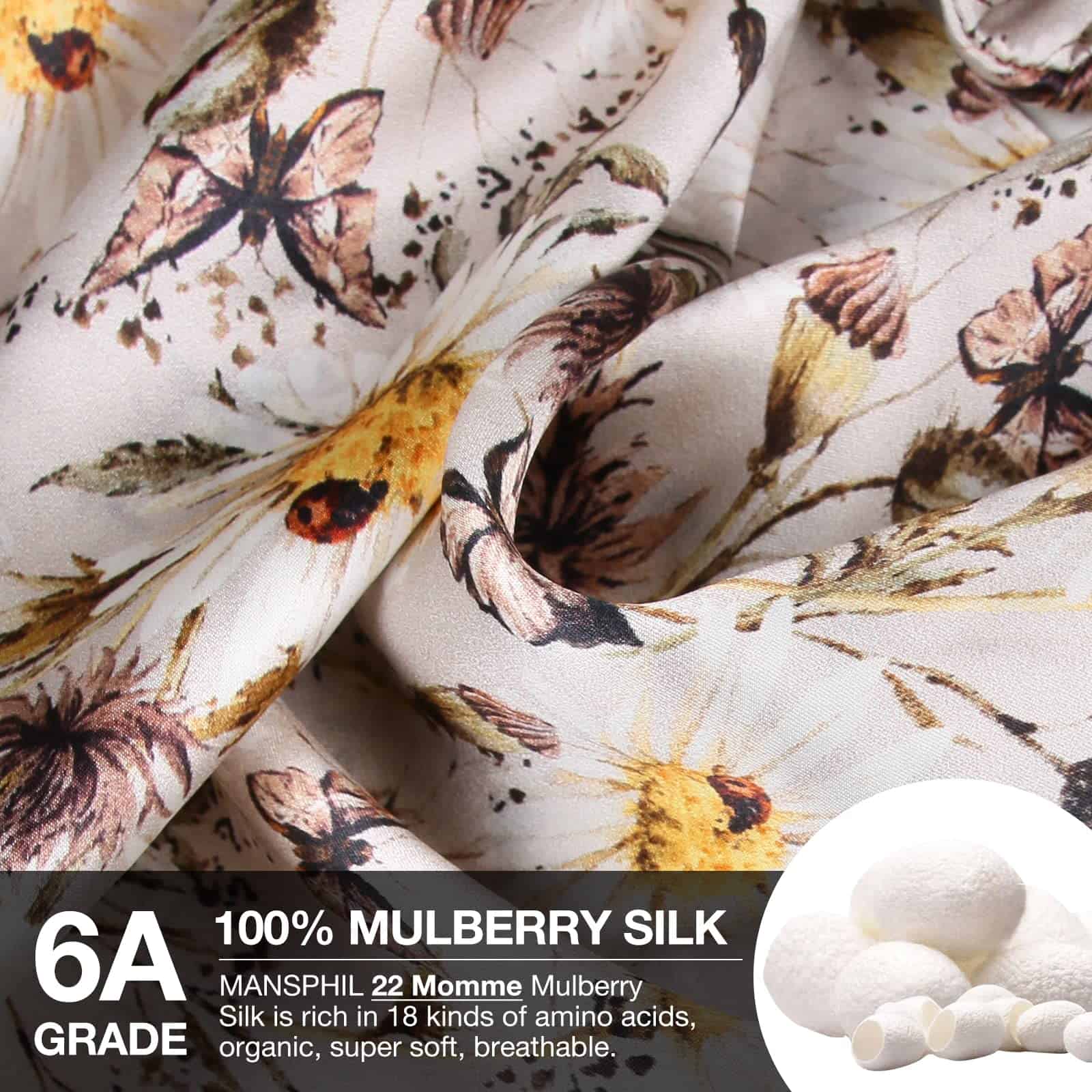 Funda de Almohada de Seda de Morera Estampada Vintage - Imagen 3