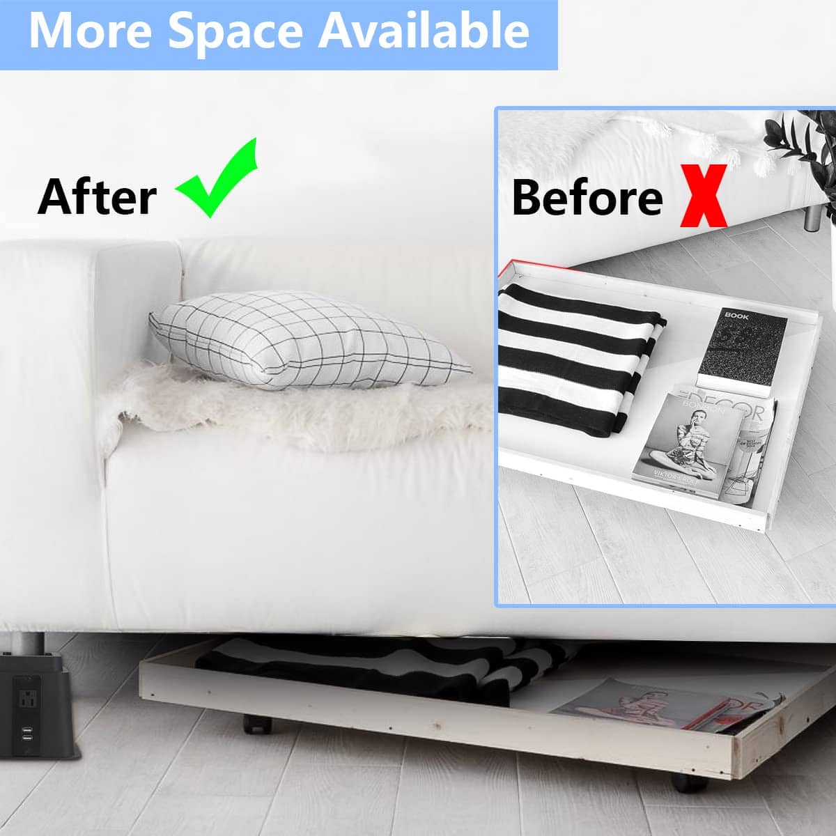 Elevadores de Cama Butizone con Enchufe y Puertos USB, - Imagen 4