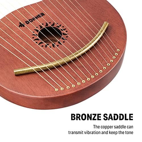 Arpa Lira Donner, 16 Cuerdas Metálicas, Cuerpo de Caoba y - Imagen 3