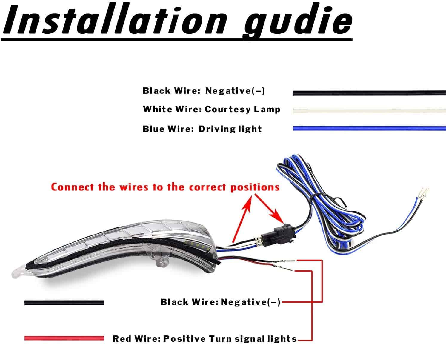 Espejo retrovisor LED versión negra GeeGee con intermitente - Imagen 3