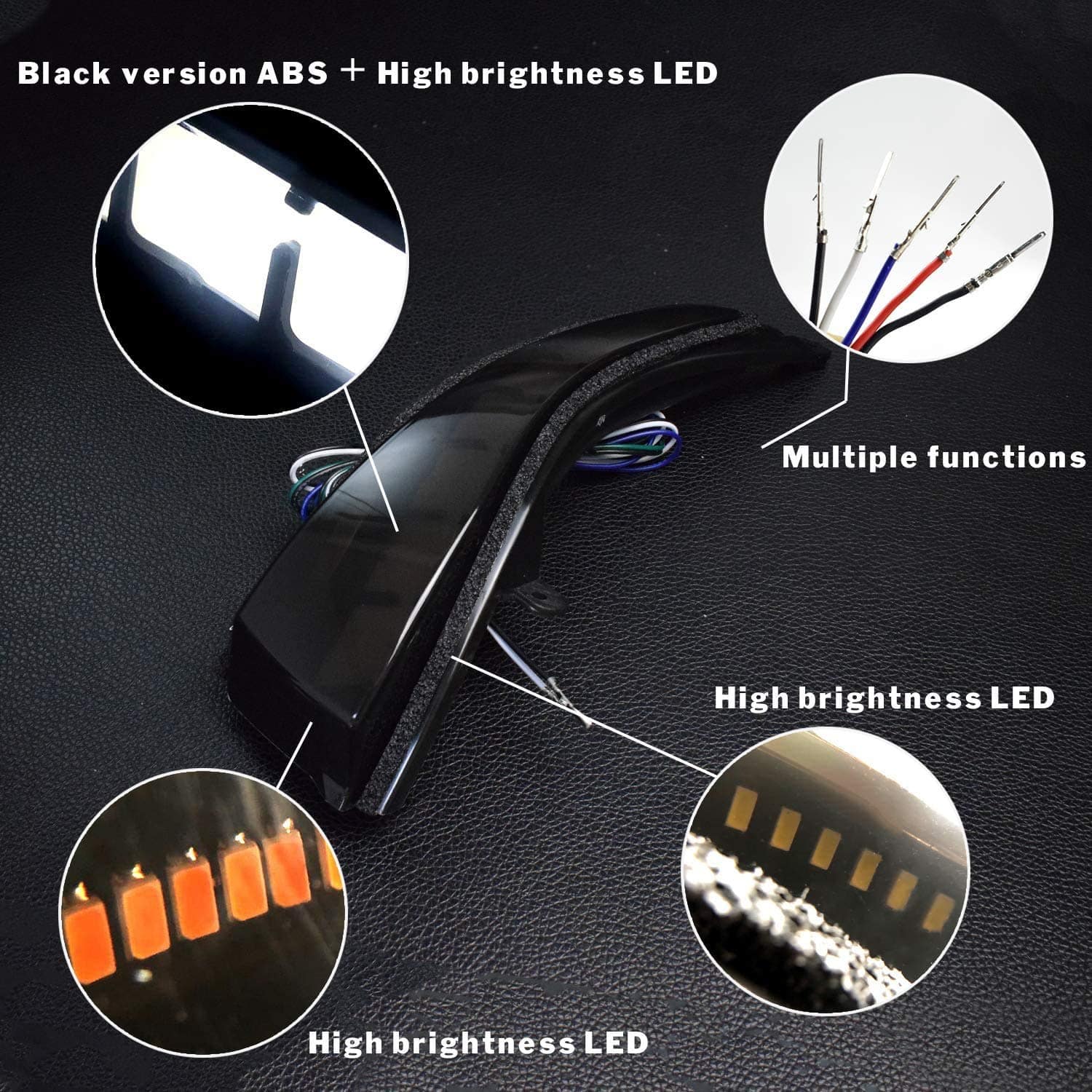 Espejo retrovisor LED versión negra GeeGee con intermitente - Imagen 4