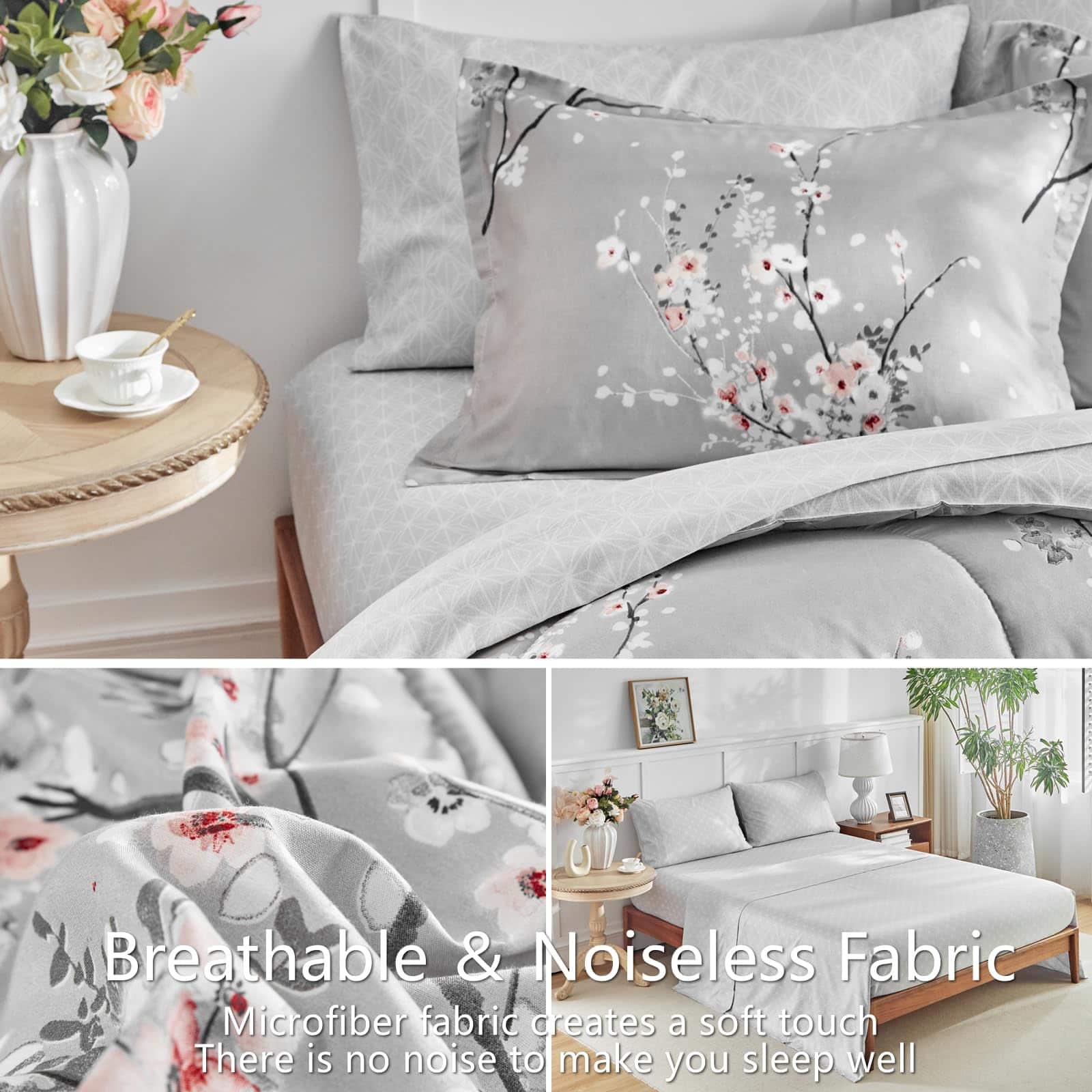 Juego de Cama AIKASY 6 Piezas Tamaño Individual -Gris - Imagen 6