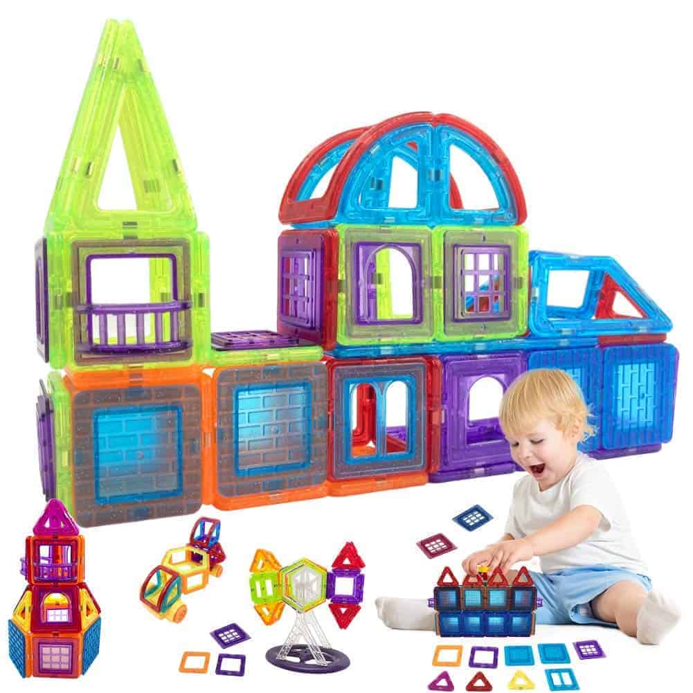 WOOBO 128PCS Baldosas Magnéticas, Bloques de Construcción