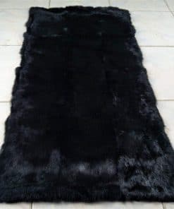 Manta de Piel de Conejo Real Negro para Sala de Estar