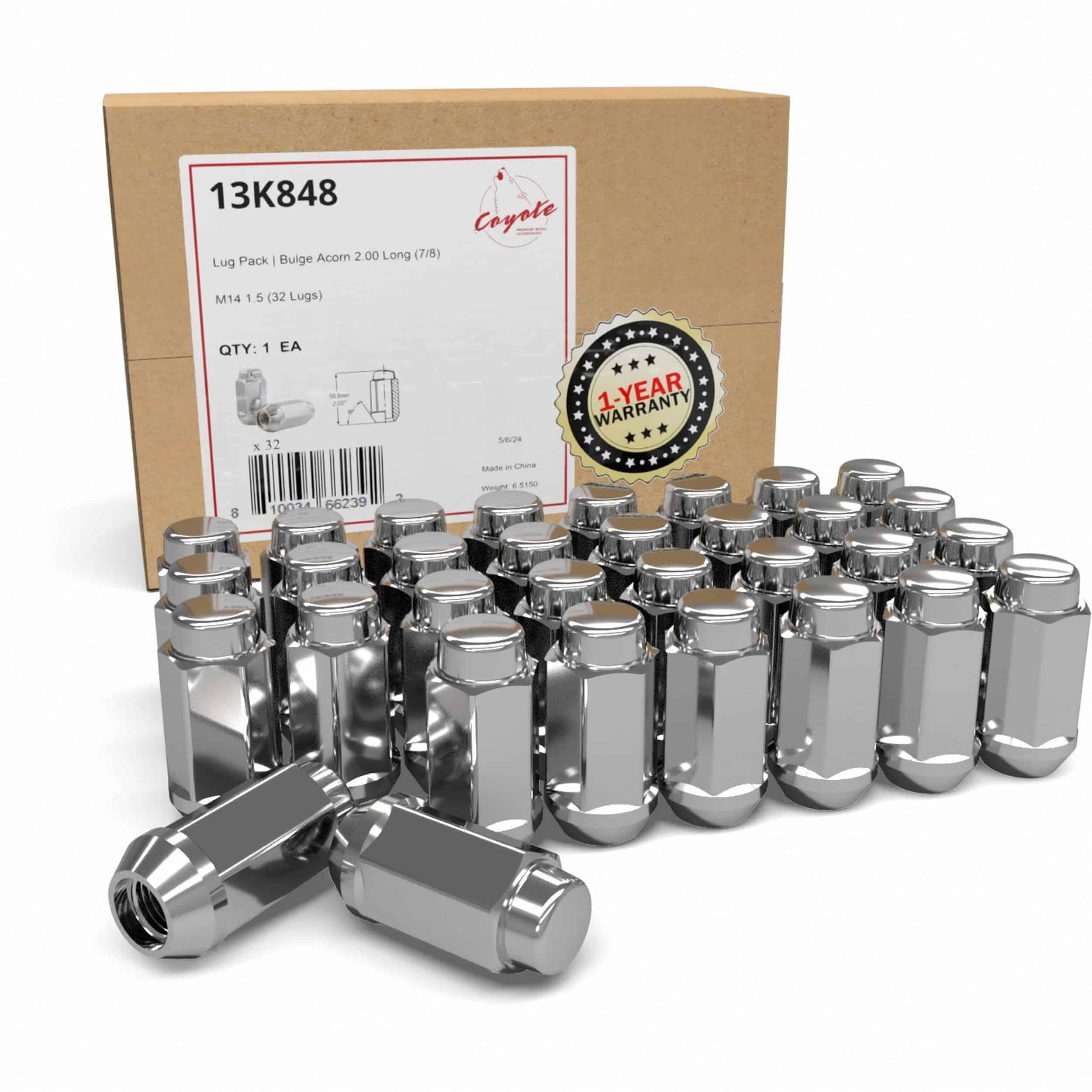 Tuerca de la rueda Bulge Acorn M14x1.5 2.00" Cromo 32 Pcs