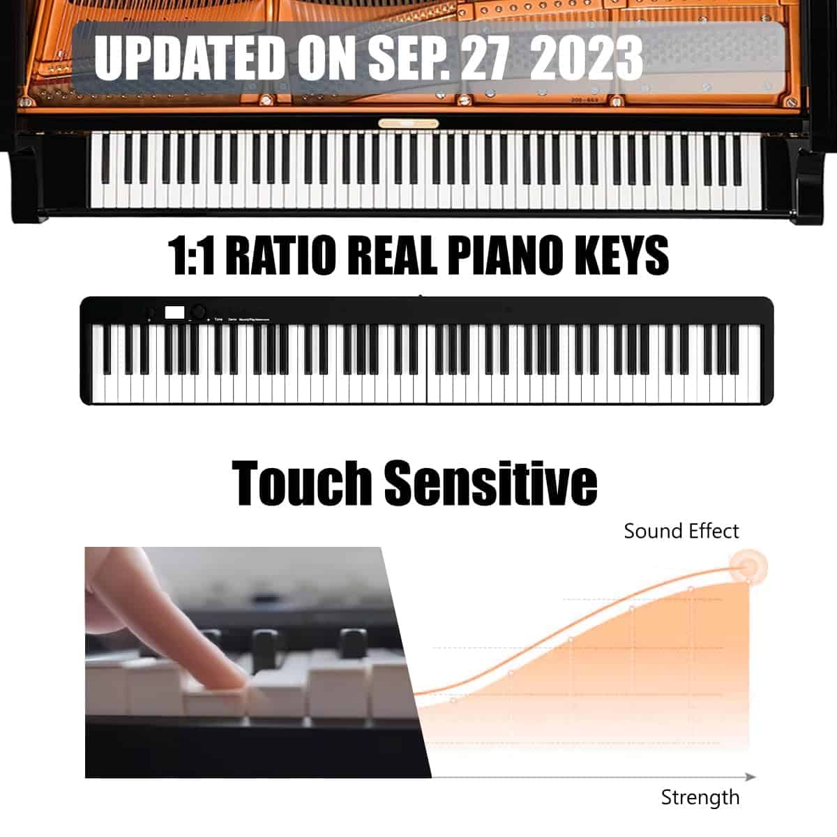 Piano Digital NikoMaku 88 Teclas Portátil Plegable Teclado - Imagen 4