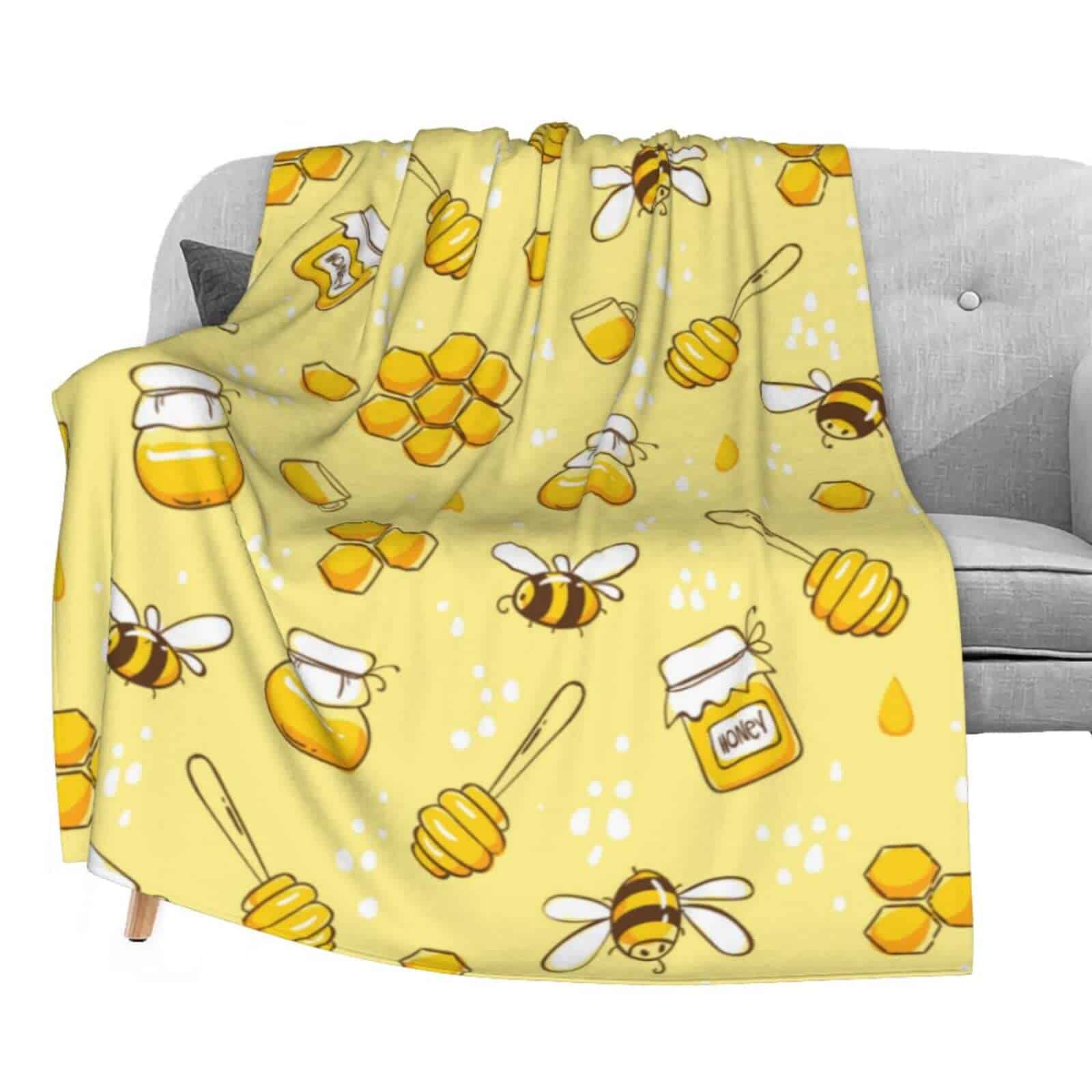 Manta de Franela Dujiea Bees Honey 50"x60", para