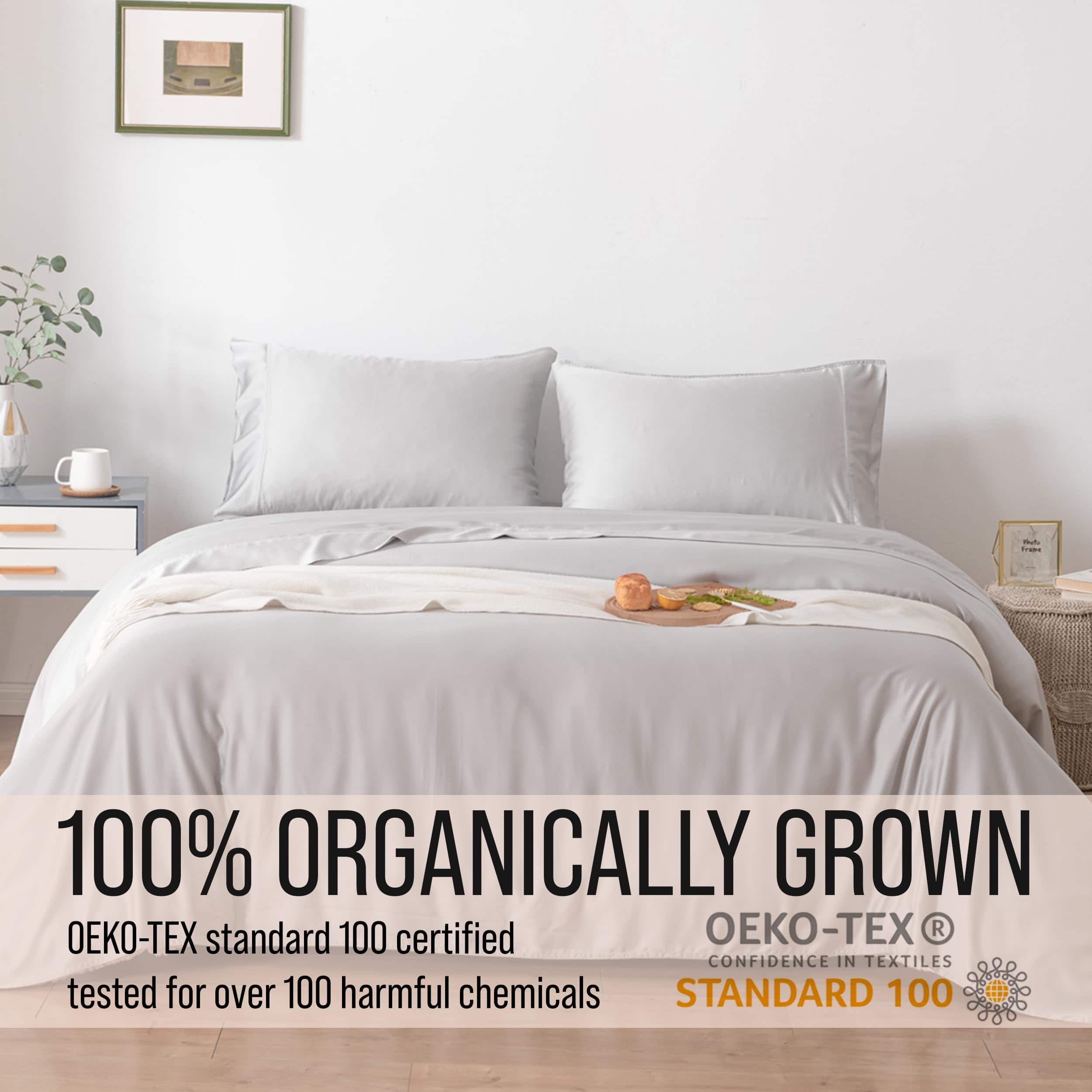 Juego de sábanas de bambú California King -Gris Niebla - Imagen 5