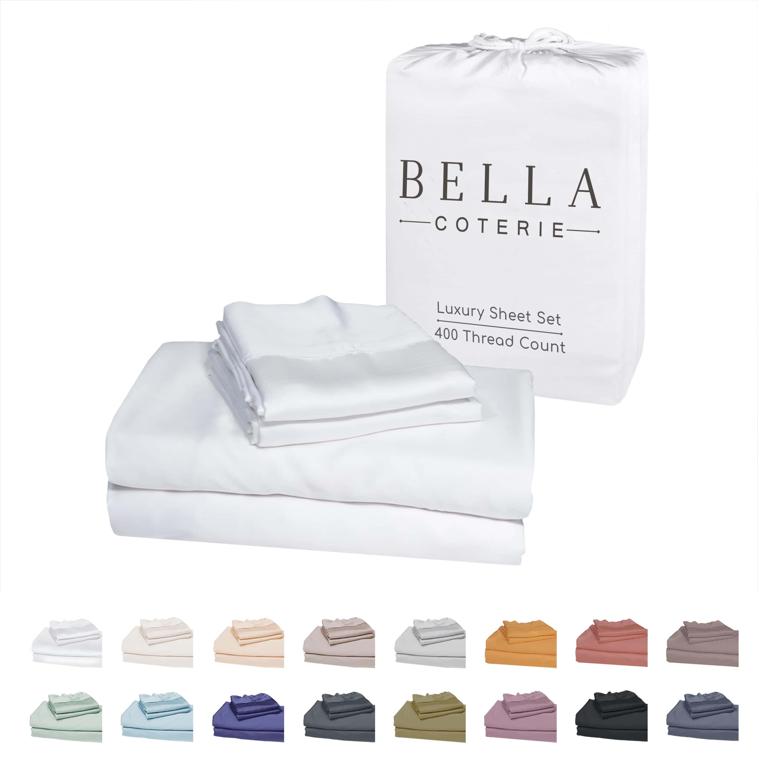 Juego de sábanas de bambú de lujo Bella -Blanco