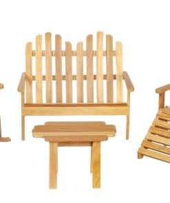 Set de Patio de Roble para Casa de Muñecas Adirondack