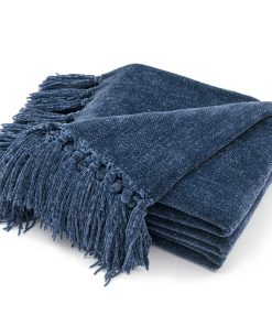 Manta de Sofá de Chenille Suave y Acogedora con Borlas para