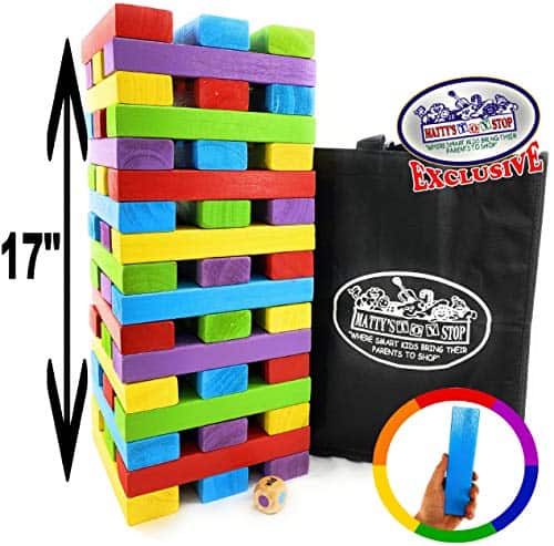 Juego de Torre de Bloques de Madera Gigante y Colorido - Imagen 3