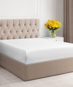 Sábana Ajustable de Algodón de 400 Hilos King -Blanco