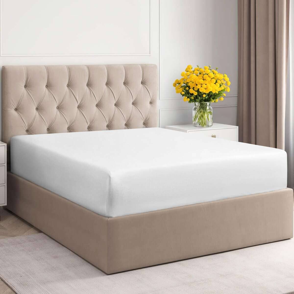 Sábana Ajustable de Algodón de 400 Hilos para Cama King Cal