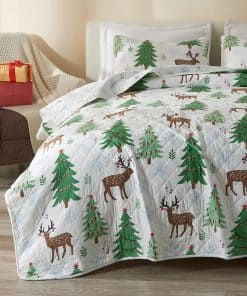 Conjunto de Colcha Navideña de 2 Piezas con Fundas.