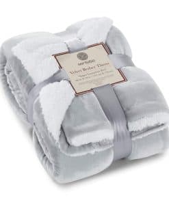 Manta de Sherpa Genteele Ultra Suave -Plata / Blanco