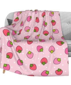 Manta de Cama Acolchada Ligera y Acogedora de Fresas