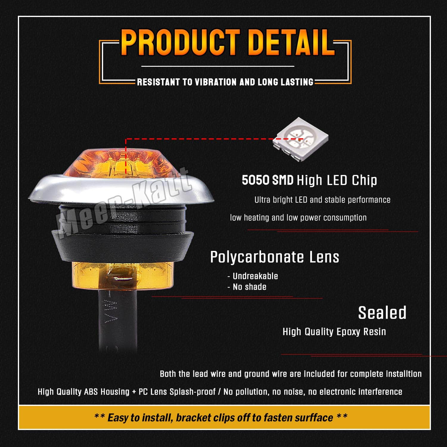 MADCATZ 3/4 Pulgada Luces de Marcador Lateral de LED Ámbar - Imagen 6