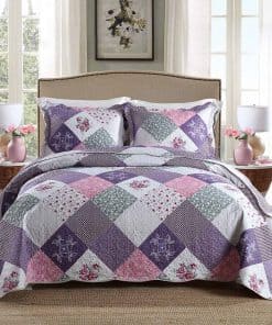 NEWLAKE Juego de Colcha - Patrón Floral a Cuadros