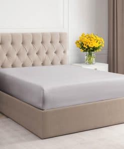 Sábana Ajustable de Algodón de 400 Hilos -Gris Claro