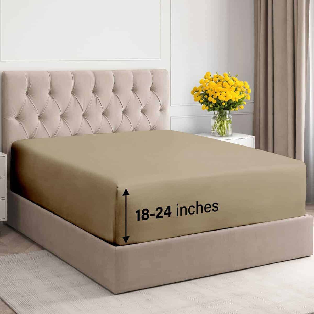 Sábana Ajustable Extra Profunda California -Crema