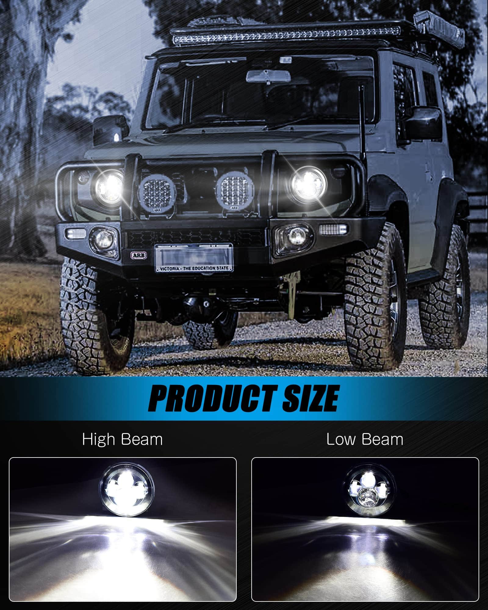 nifeida 7" Faros Redondos Negros Hi/Lo Beam Compatible con - Imagen 3