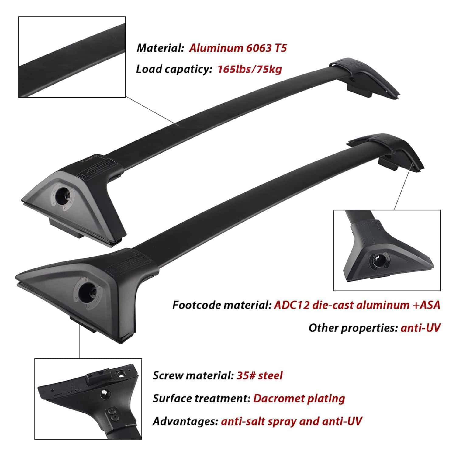 Richeer Barras Transversales de Aluminio para el Techo para - Imagen 4