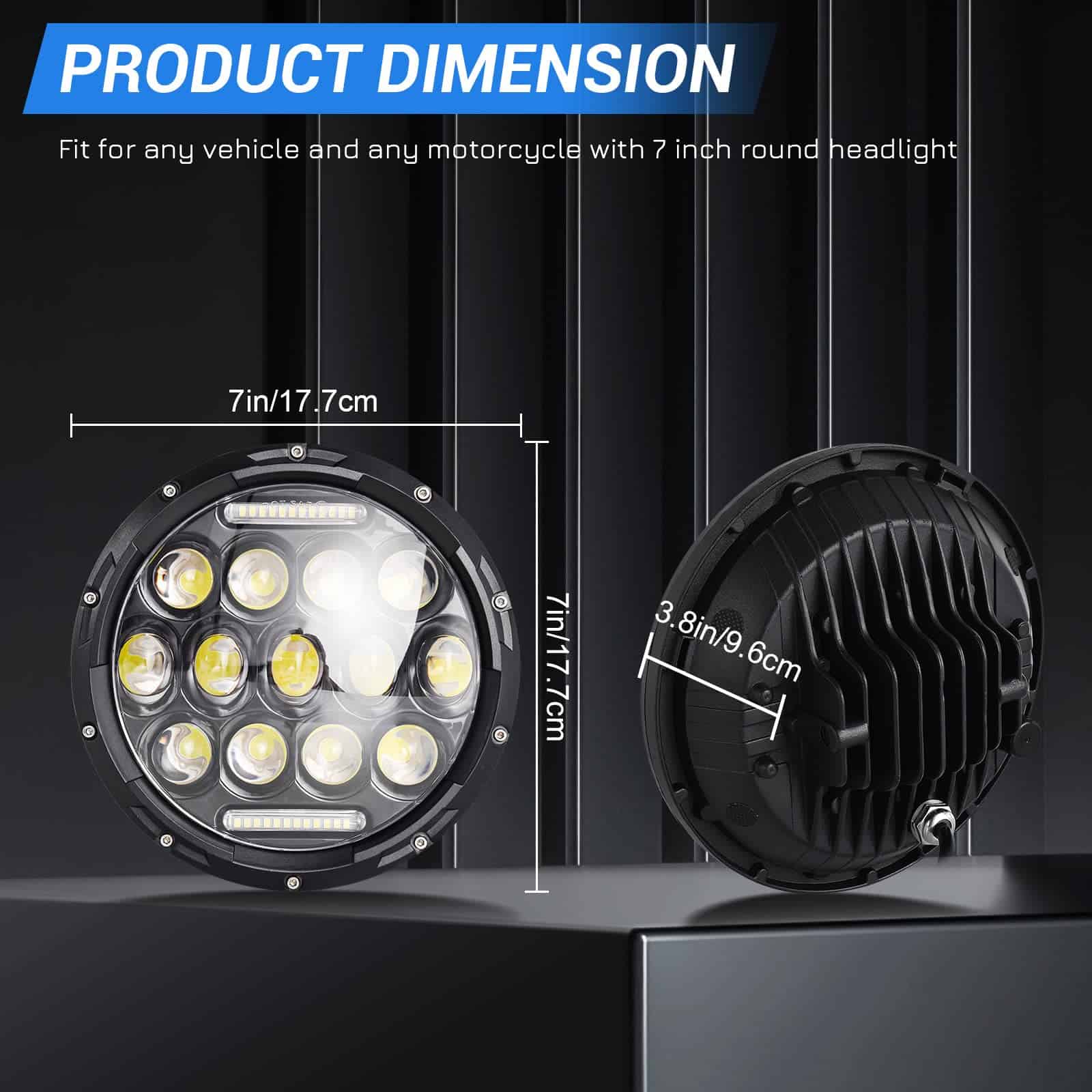 nifeida Faro Redondo de 75W para Wrangler, Faros Redondos - Imagen 5