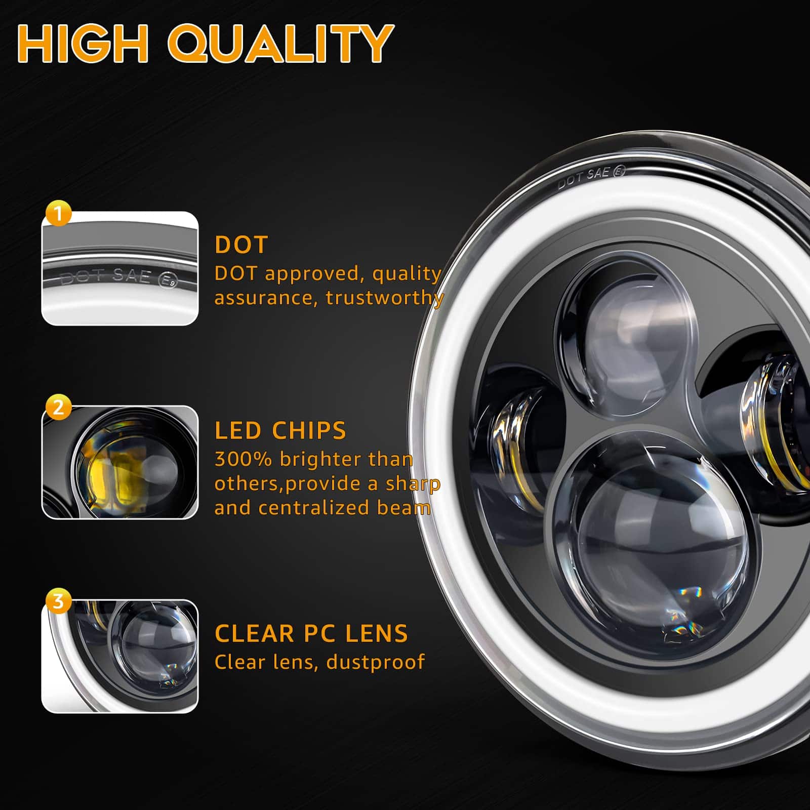 nifeida 7 Pulgadas Faros Redondos Halo Angel Eyes DRL Luces - Imagen 3