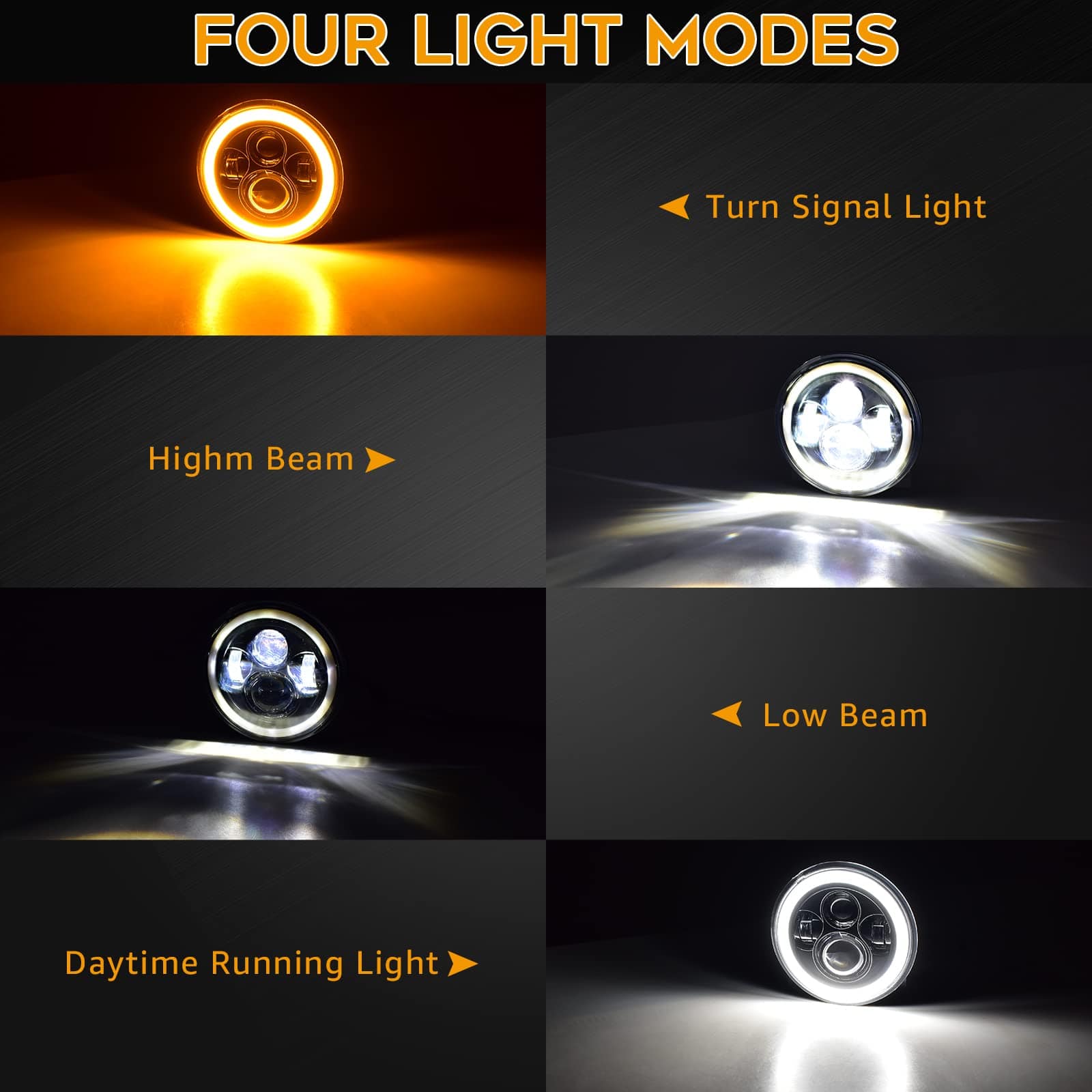 nifeida 7 Pulgadas Faros Redondos Halo Angel Eyes DRL Luces - Imagen 4