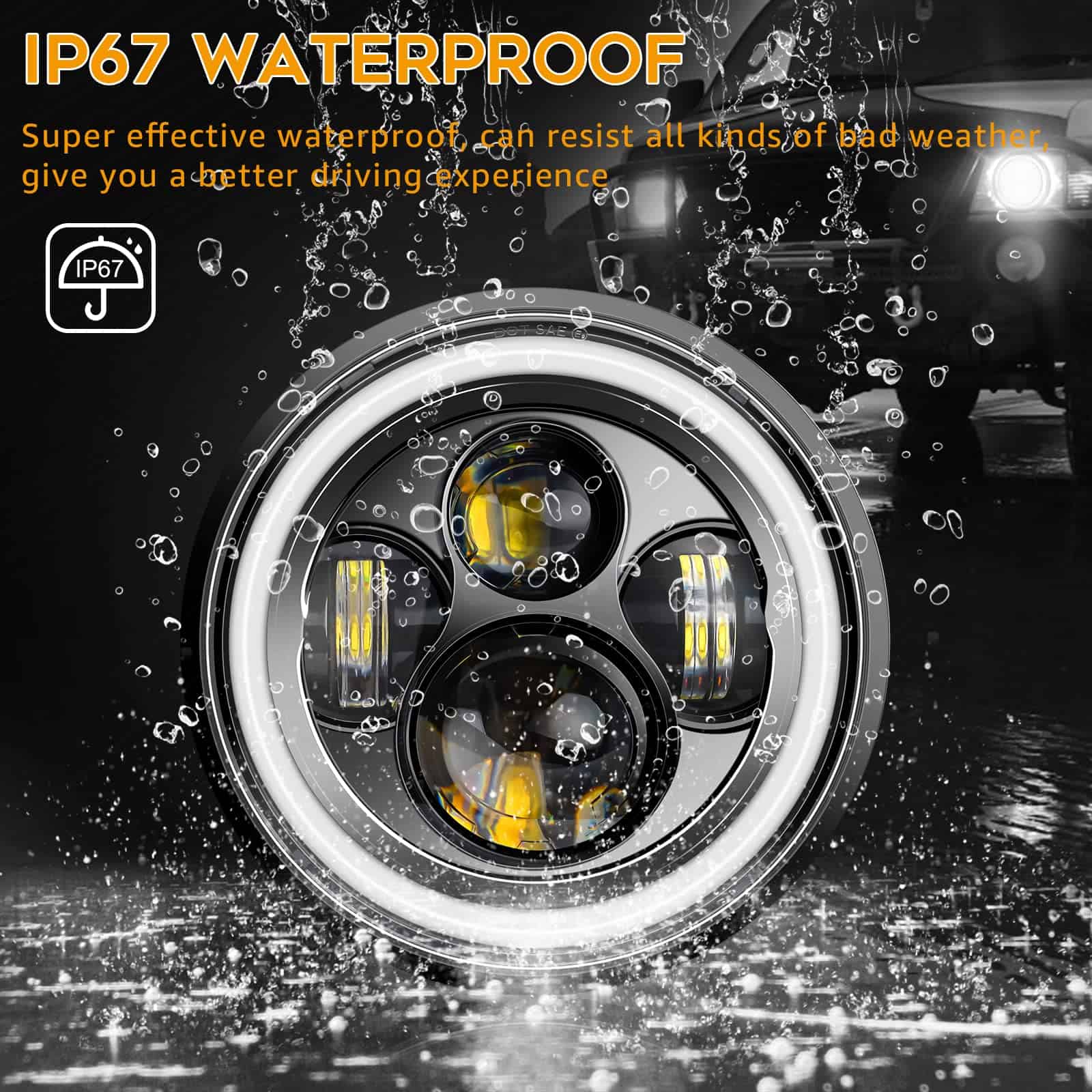 nifeida 7 Pulgadas Faros Redondos Halo Angel Eyes DRL Luces - Imagen 6