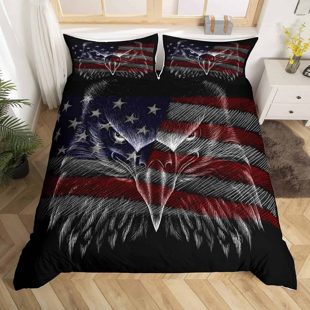 Homewish American Flag and Dark Eagle Pattern Comforter