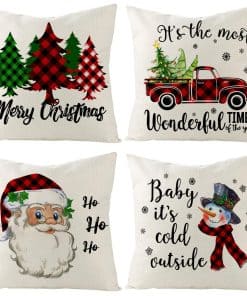 Funda de cojines de Navidad Oc�u 18x18 Set de 4, Fundas de