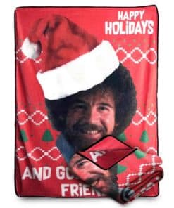 Manta de lanzamiento Bob Ross Happy God Bless My Friends de