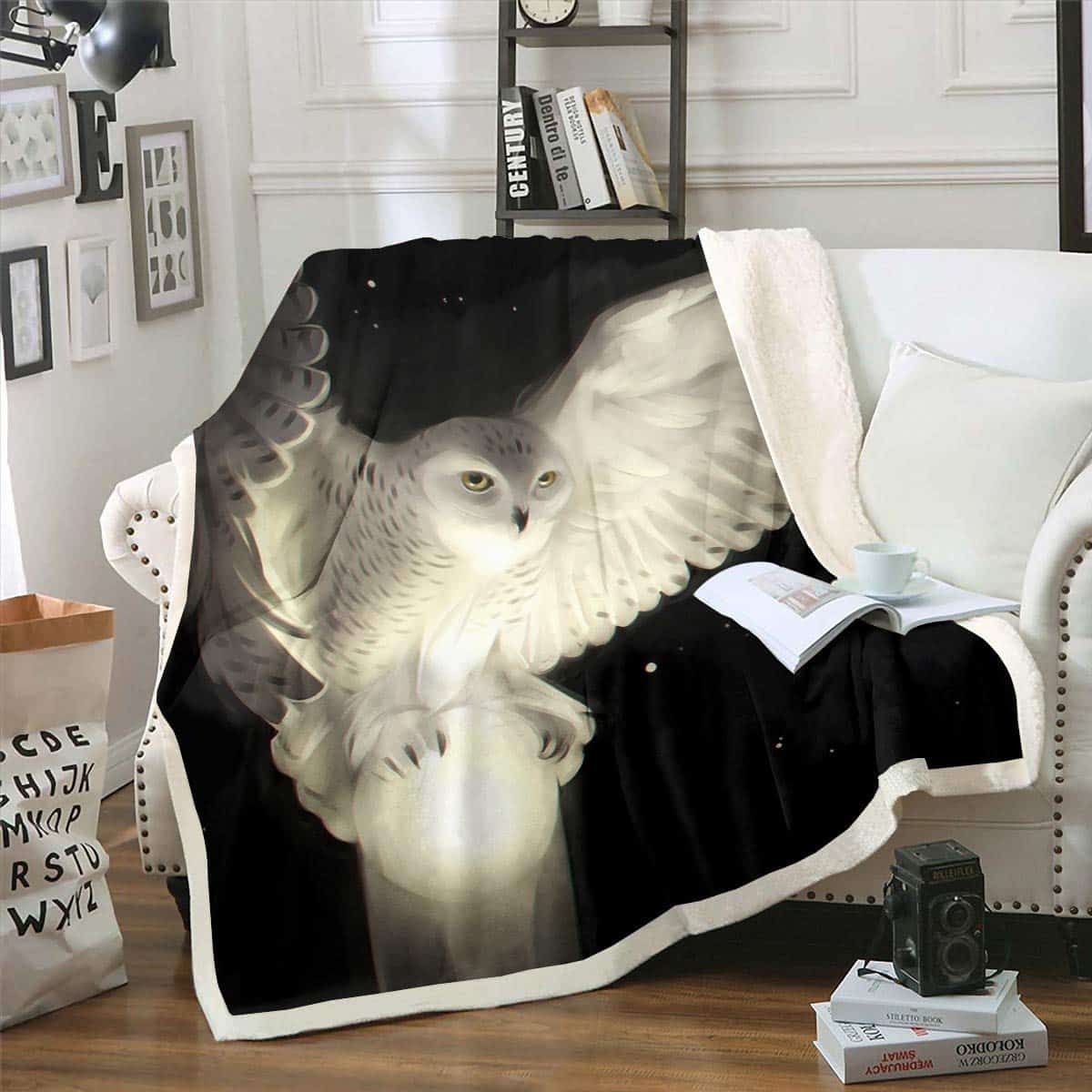 Homewish Manta de Tiro de Franela con Estrellas Negras en