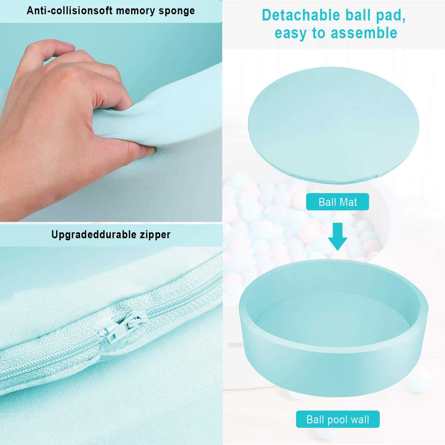 TRENDBOX Gran Piscina de Bolas de Espuma Suave 130 x 30 cm, - Imagen 4