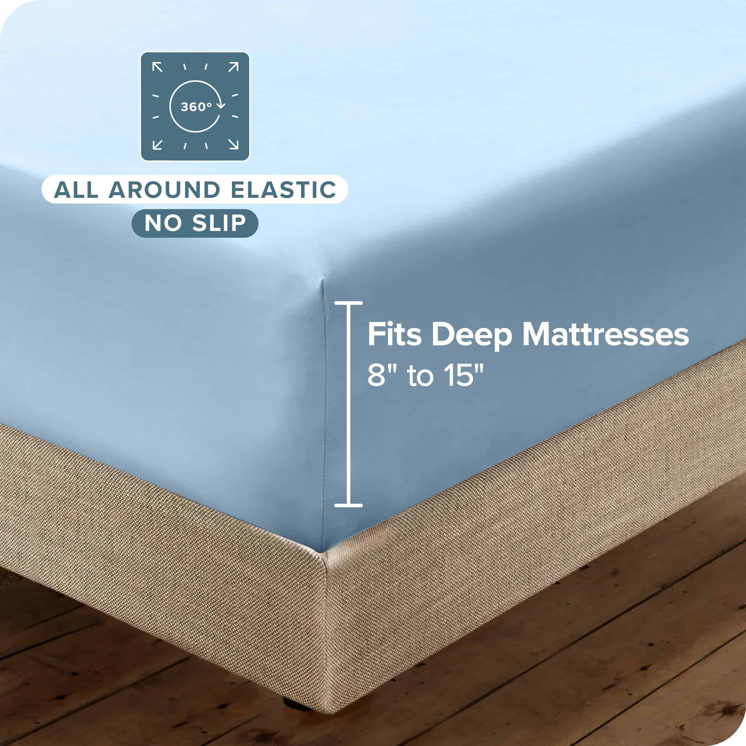 Juego de sábanas Twin XL de Bare Home - -Azul Claro - Imagen 7