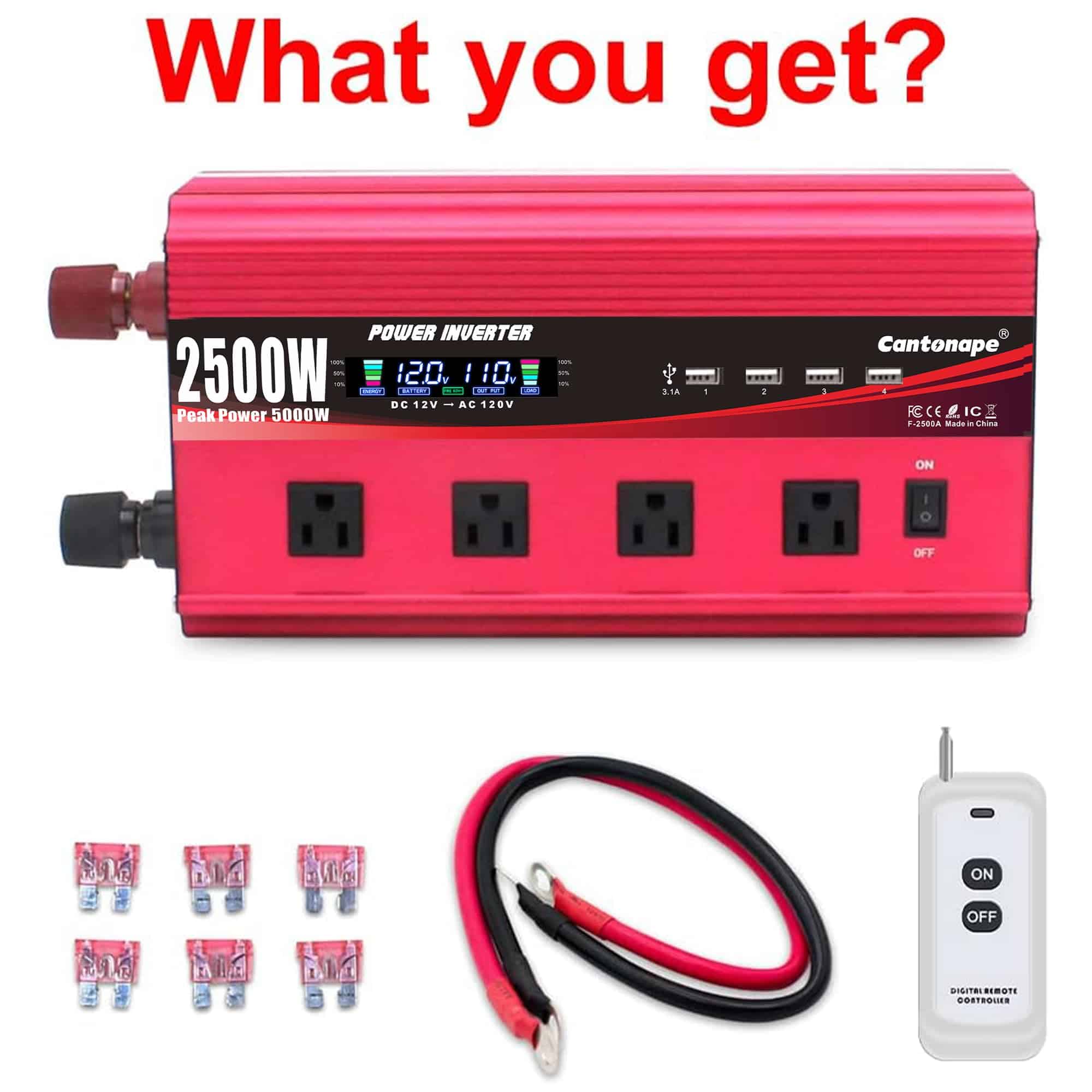 Inversor de Corriente Cantonape 2500W 12V a 110V CC a CA - Imagen 9