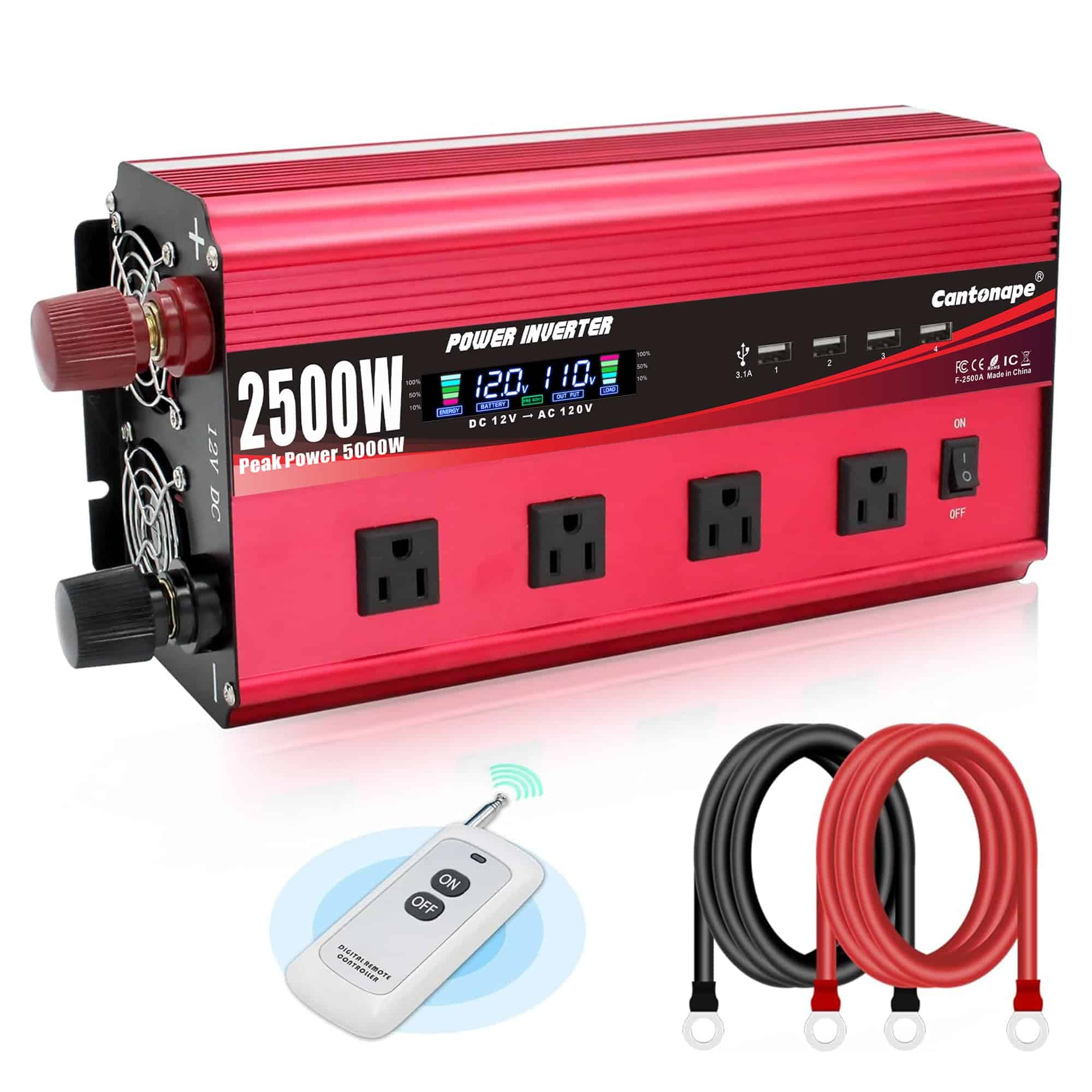 Inversor de Corriente Cantonape 2500W 12V a 110V CC a CA