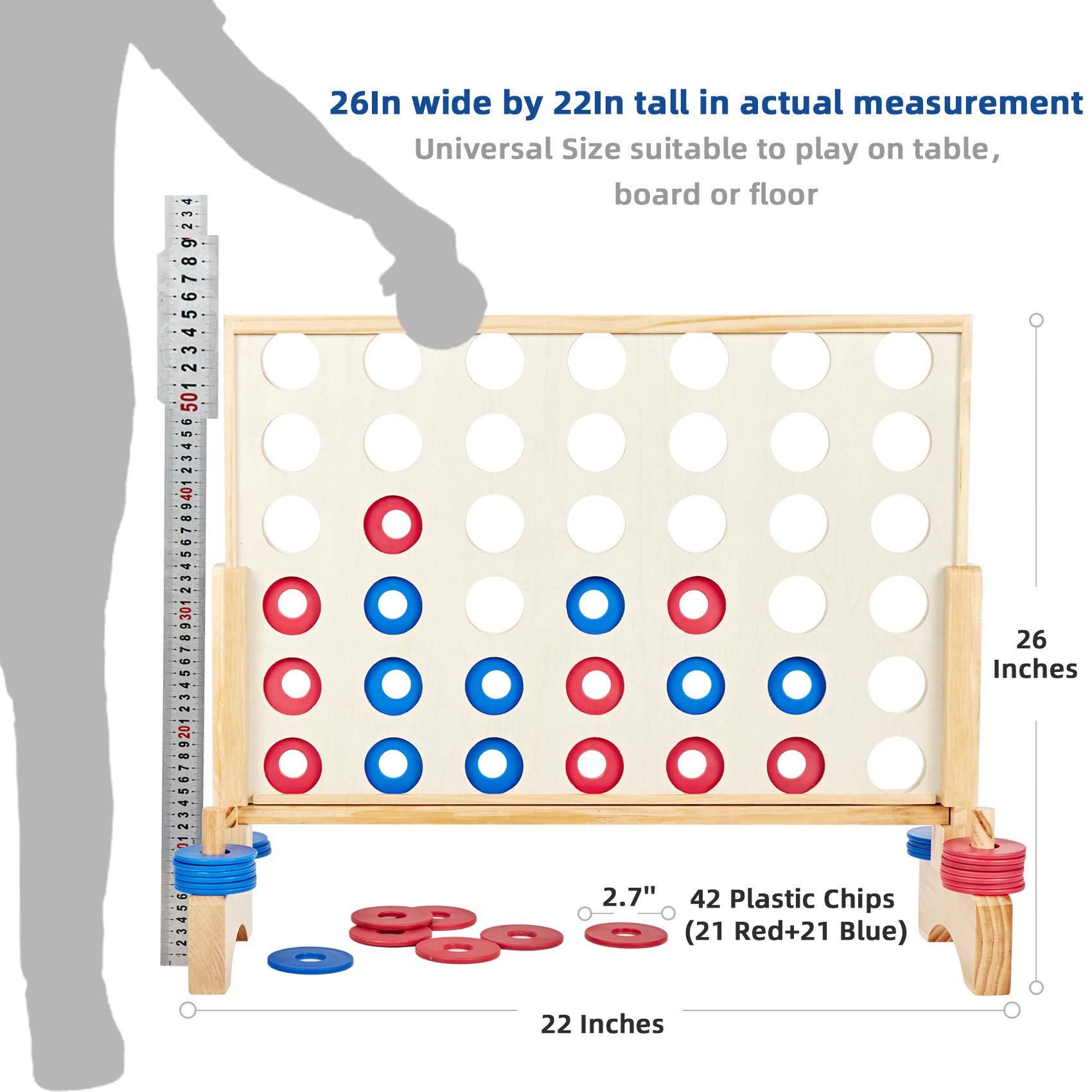 Juego Gigante de 4 en Línea de Madera Pointyard 26X22 - Imagen 6