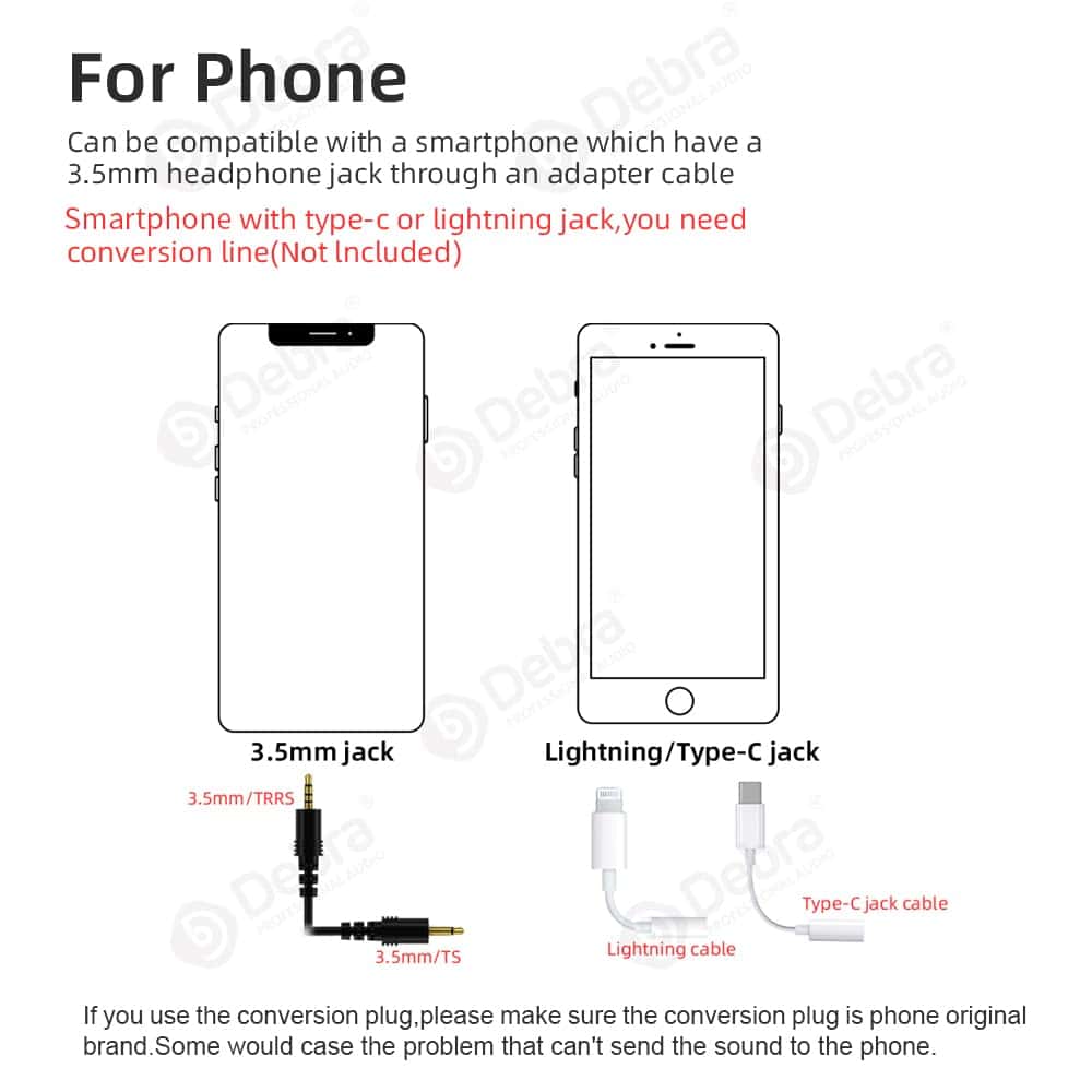 Micrófono Lavalier Inalámbrico UHF D Debra DV-02 con - Imagen 7