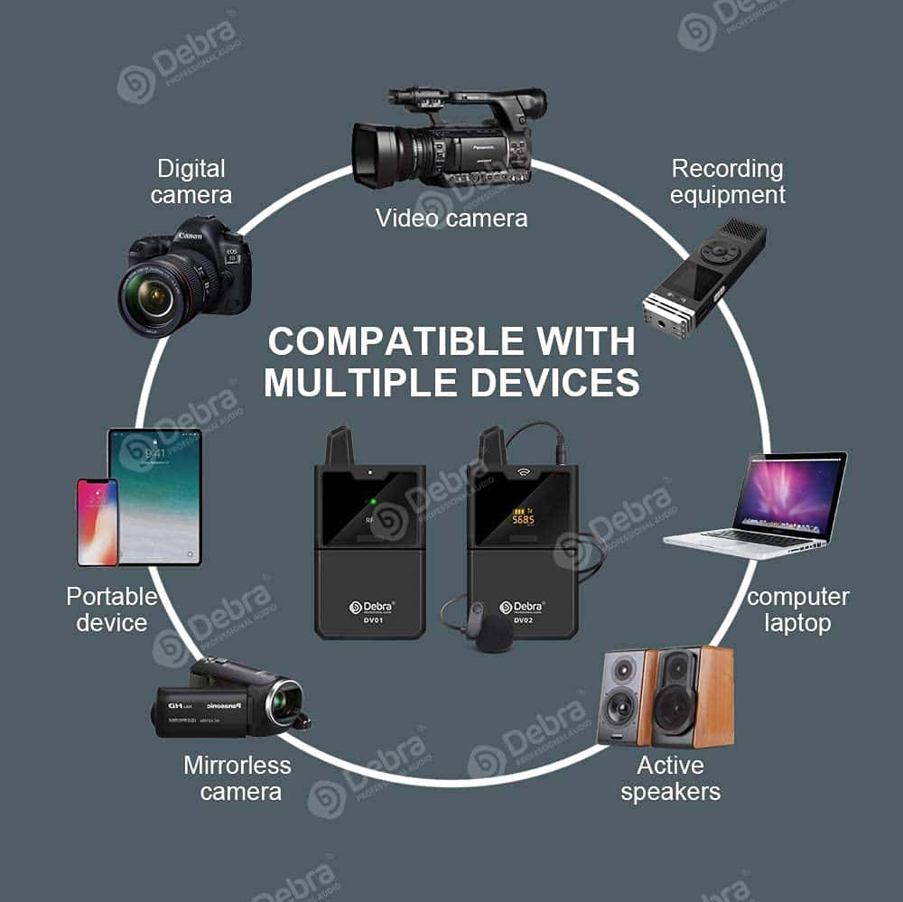 Micrófono Lavalier Inalámbrico UHF D Debra DV-02 con - Imagen 6