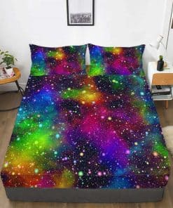 Juego de sábanas ajustables Galaxy NiuOne Rainbow Space