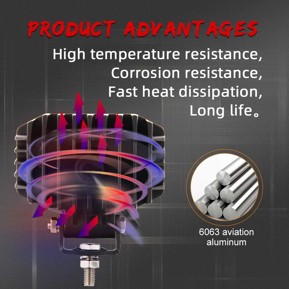 Par de Luces Led Amarillas BraveWAY de 4 pulgadas 48W Luces - Imagen 6