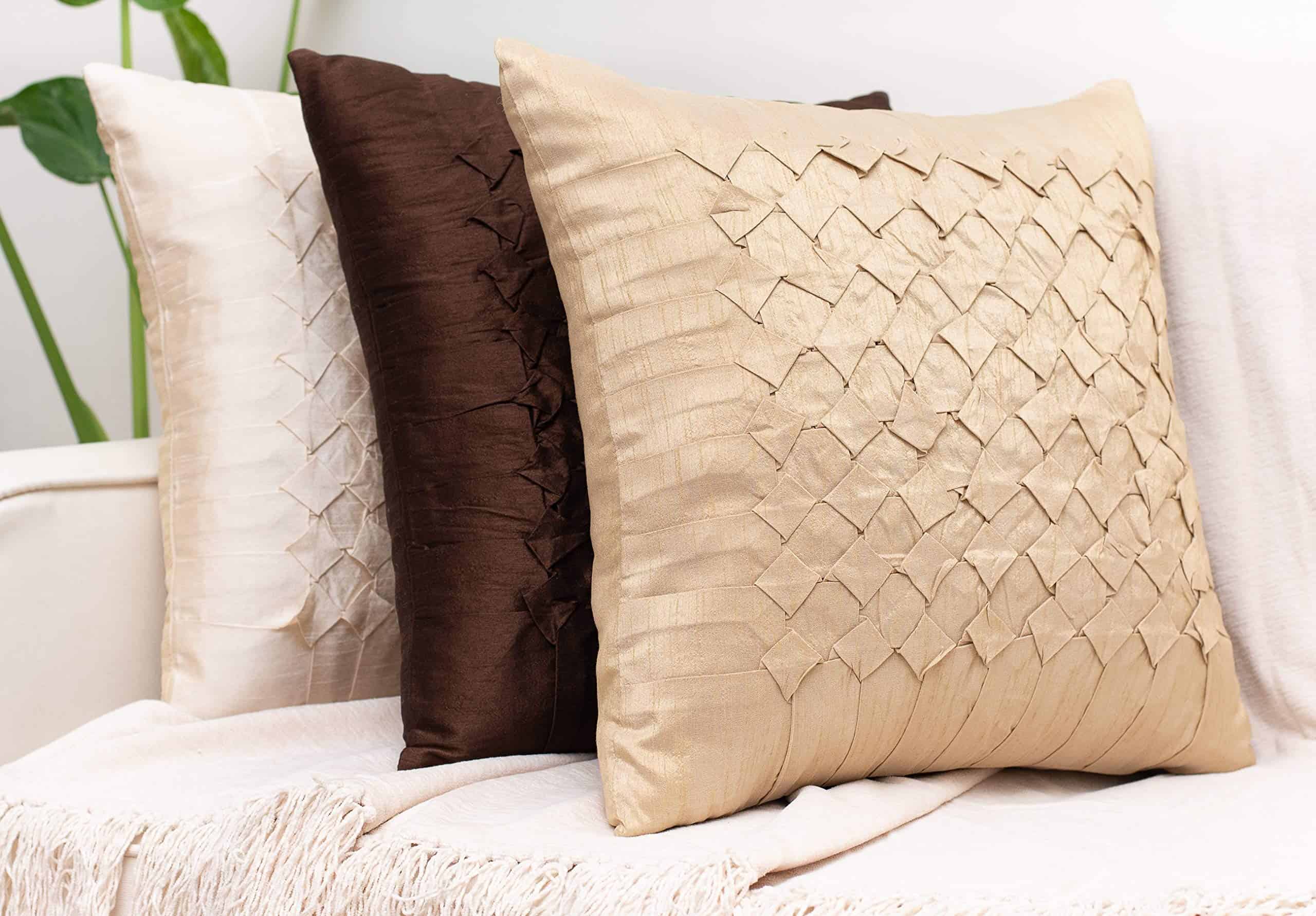 The White Petals Funda de Almohada Euro Dorada, Plisada - - Imagen 6