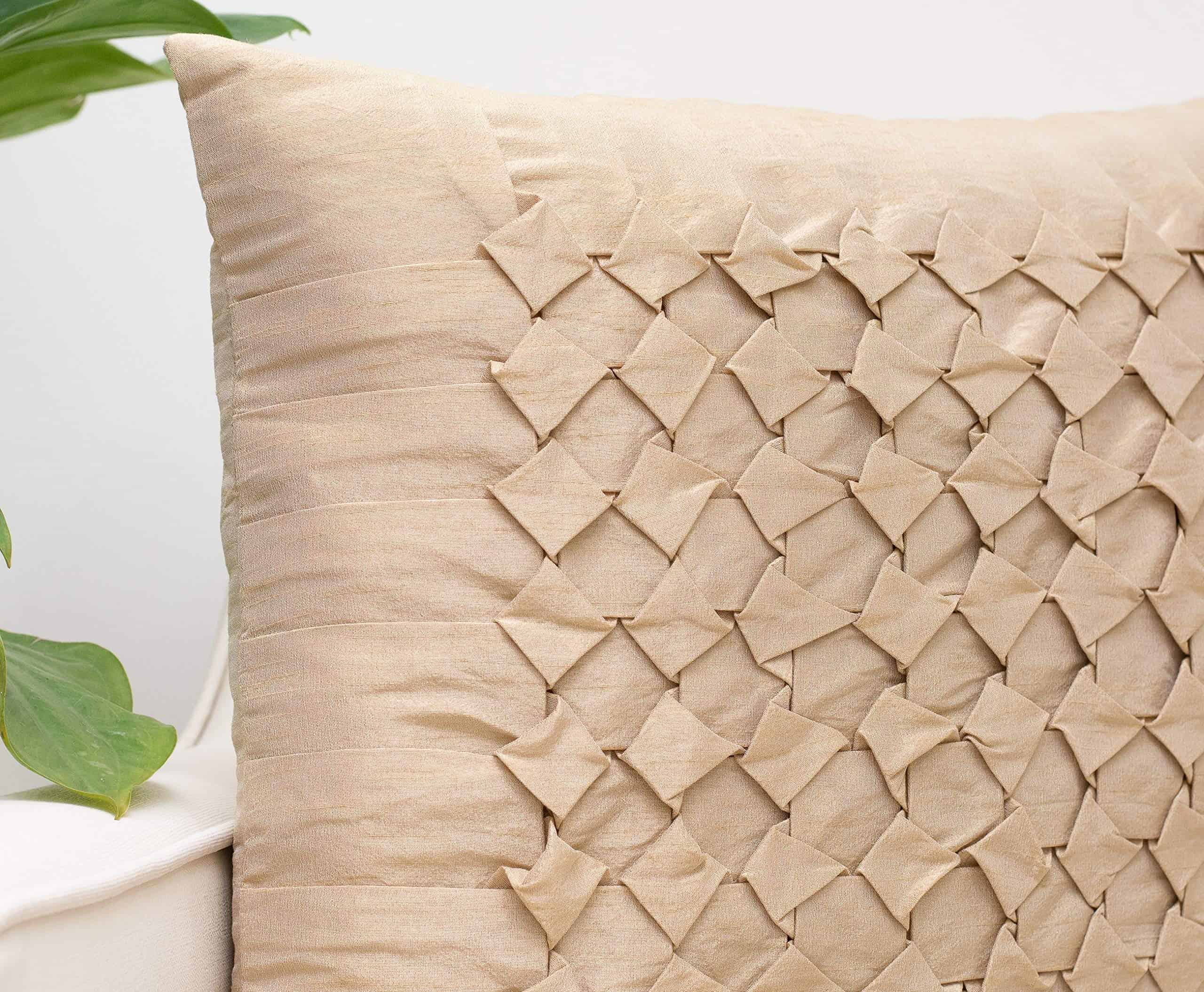 The White Petals Funda de Almohada Euro Dorada, Plisada - - Imagen 4