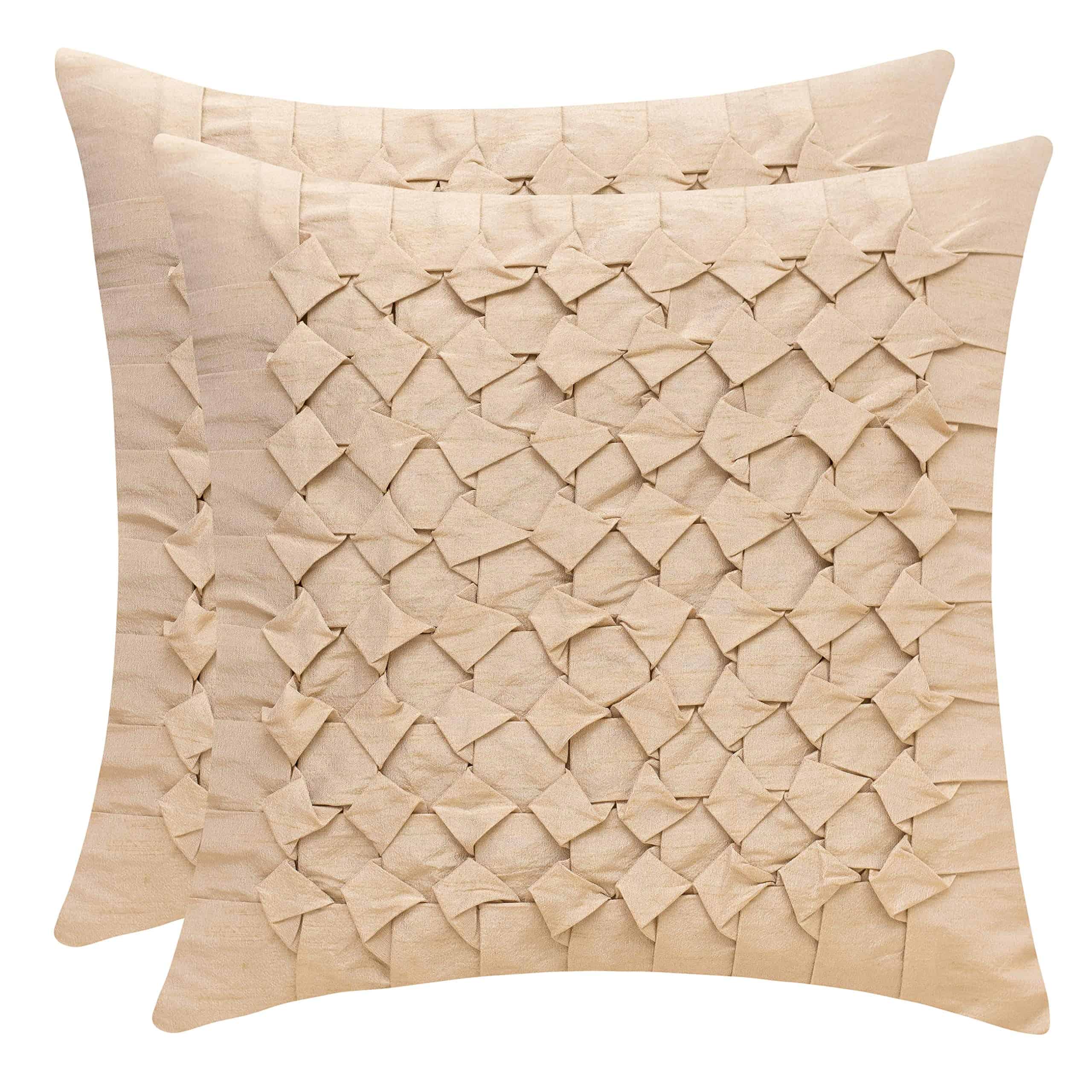 The White Petals Funda de Almohada Euro Dorada, Plisada -