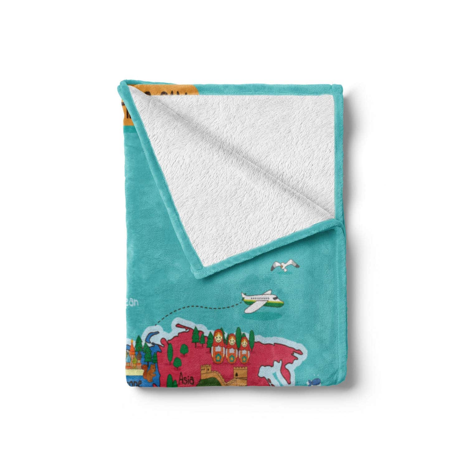 Manta de sofá Lunarable World Map, Tema de Mapa Colorido de - Imagen 3