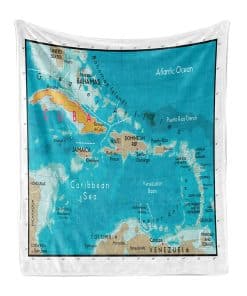 Manta de Lana Lunarable con Estampado de Mapa, Mapa de Cuba